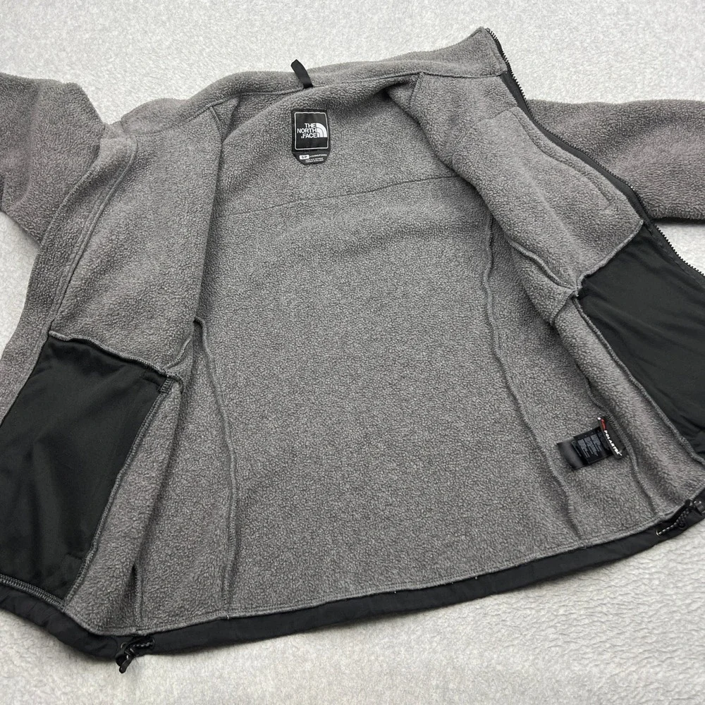 North Face Denali Jacket Womens Small Gray Colorblock Polartec Fleece Full Zip